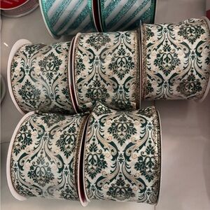 Elegant Damask Ribbon with Gold Trim